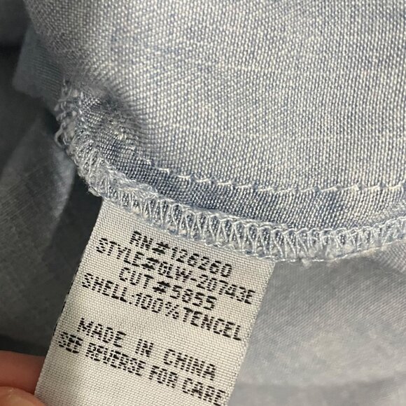 Velvet Heart Embroidered Blouse Floral Chambray Tie Sleeve Peasant Boho - Picture 6 of 9